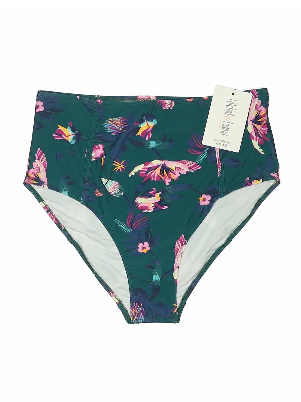 NEW Latched Mama High-Waist Floral Bikini Bottom - Emerald Green